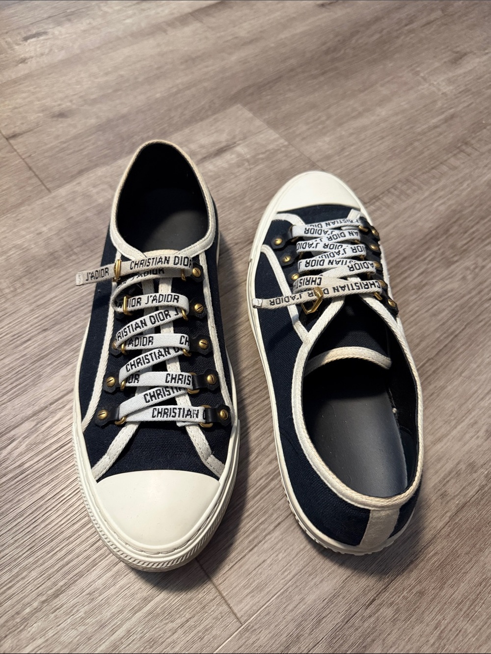 Dior Navy and White Canvas Low-Top Sneakers